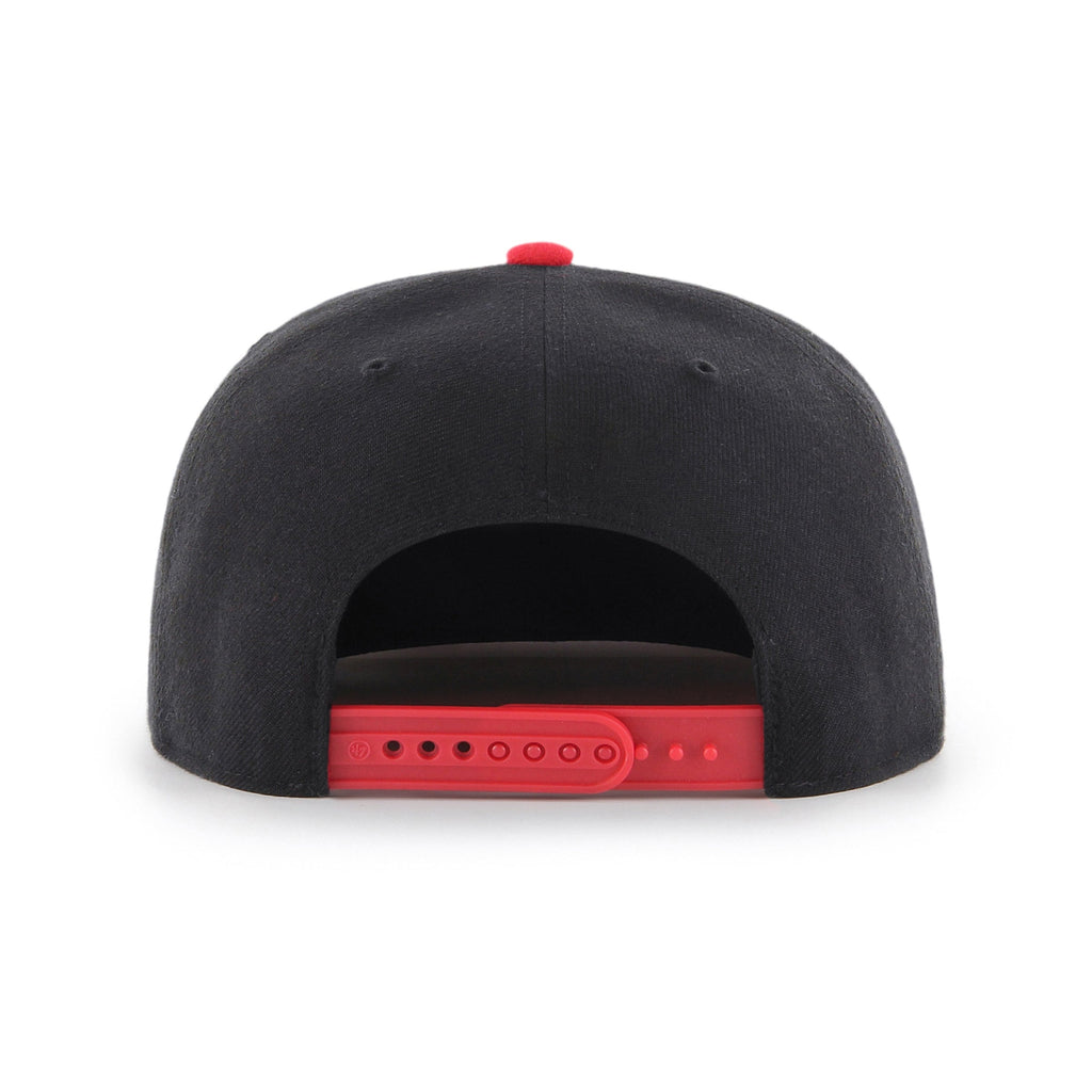 Chicago Blackhawks Black/Red '47 Captain Snapback Hat product image 3, provided for visual reference and product detail