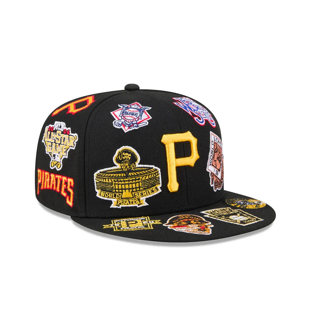 New Era Pittsburgh Pirates All Over 59FIFTY Fitted Hat- Black product image 1, provided for visual reference and product