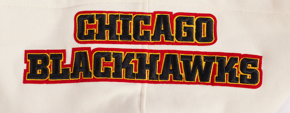 Chicago Blackhawks Cream Rib Fleece Hoodie product image 7, provided for visual reference and product detail review