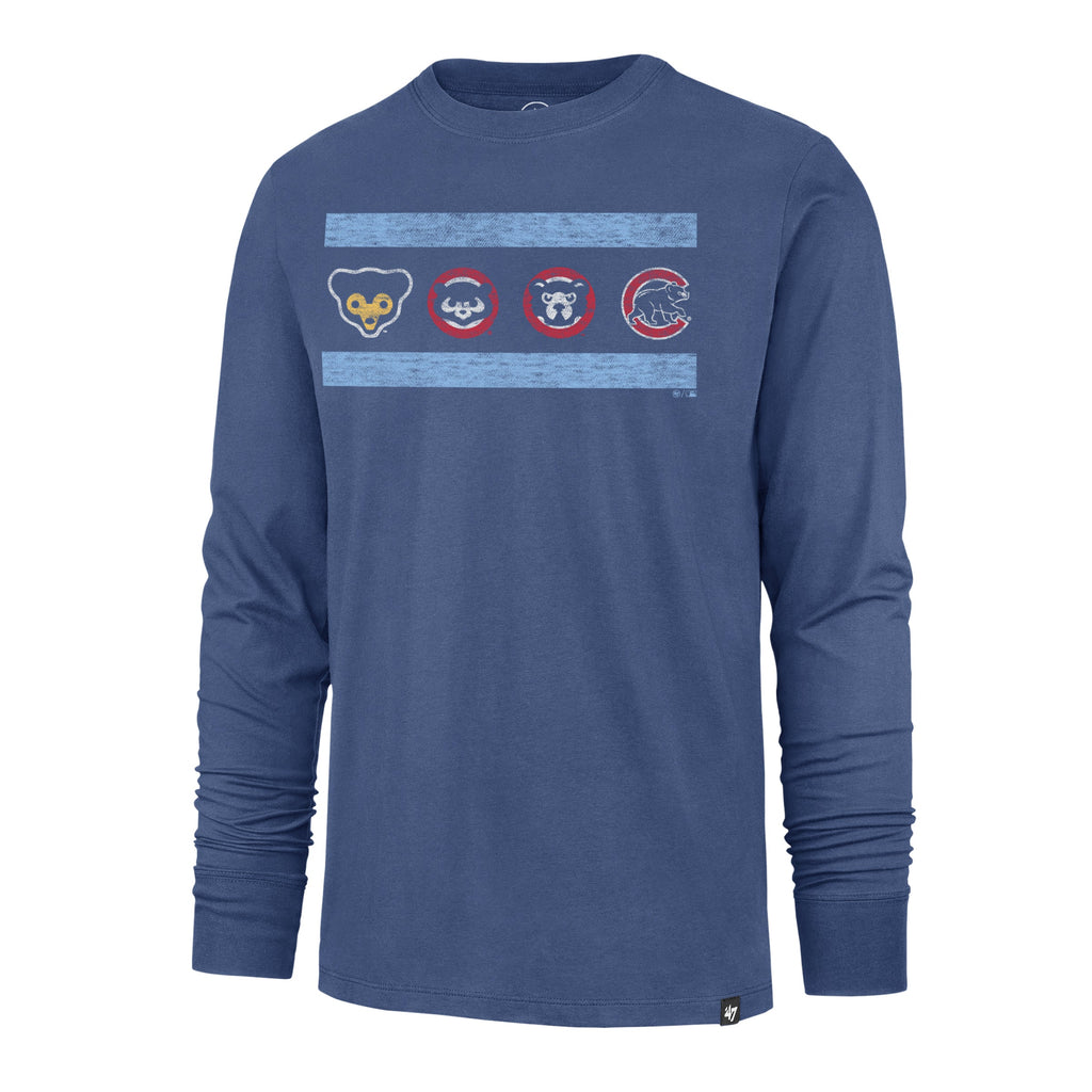 Chicago Cubs '47 Franklin Cadet Blue Four Logos Long Sleeve T-Shirt product image 1, provided for visual reference and