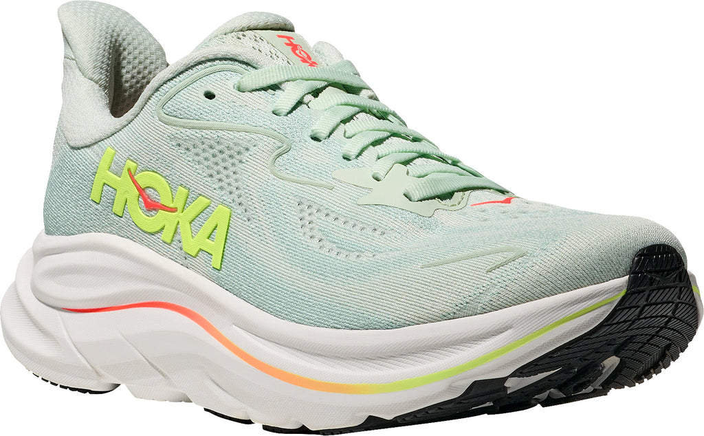 Hoka Clifton 10 WIDE FIT Women Running Shoes - Green | Running & Training product image 6, provided for visual reference and