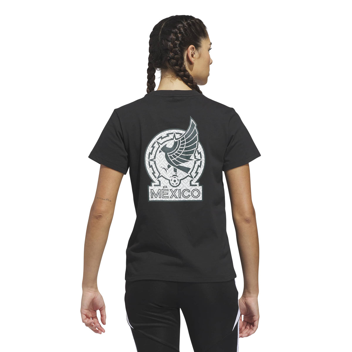 Adidas Women Mexico World Cup Away Graphic T-Shirt-Black product image 2, provided for visual reference and product detail