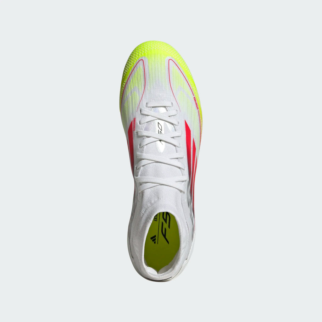 Adidas Womens F50 Pro MID FG/MG-White/Lucid Red/Volt product image 6, provided for visual reference and product detail review