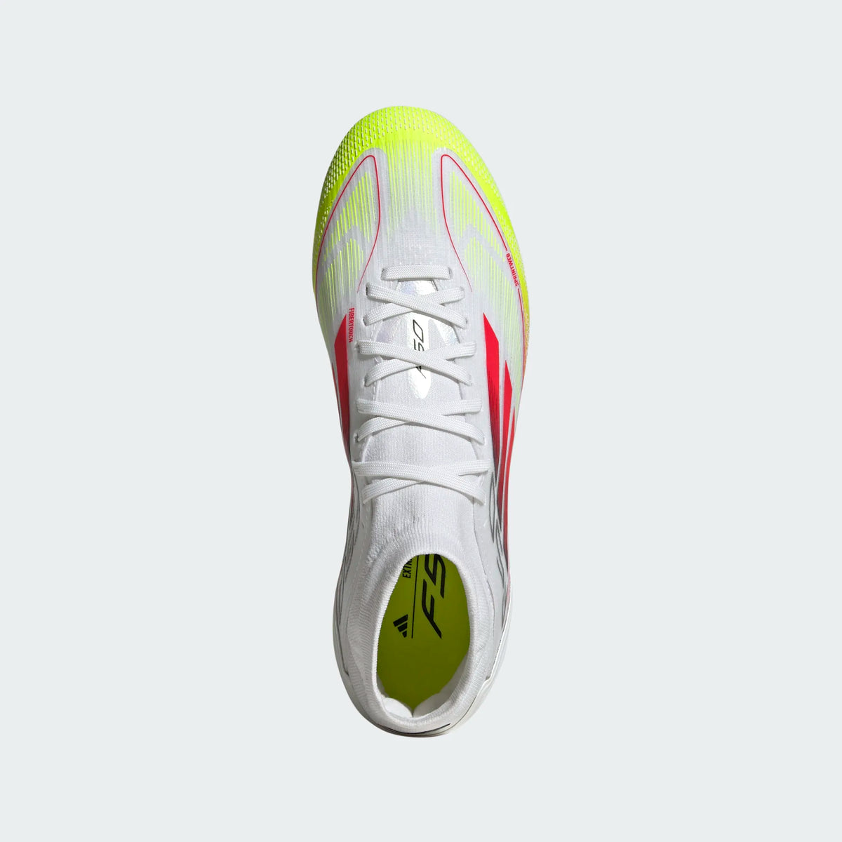 Adidas Womens F50 Pro MID FG/MG-White/Lucid Red/Volt product image 6, provided for visual reference and product detail review