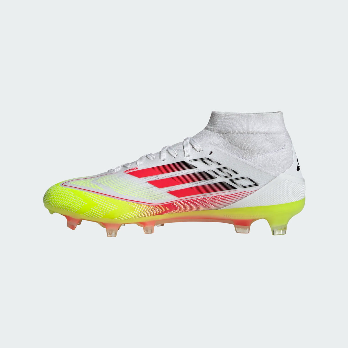 Adidas Womens F50 Pro MID FG/MG-White/Lucid Red/Volt product image 2, provided for visual reference and product detail review