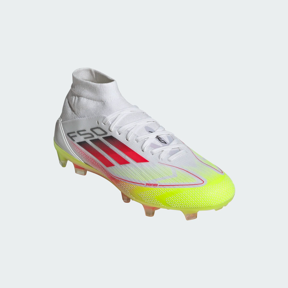 Adidas Womens F50 Pro MID FG/MG-White/Lucid Red/Volt product image 4, provided for visual reference and product detail review