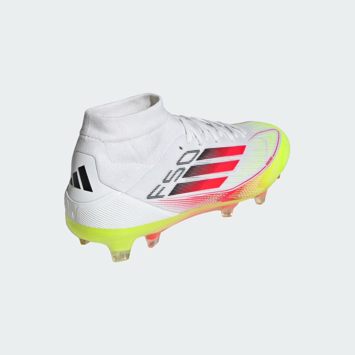 Adidas Womens F50 Pro MID FG/MG-White/Lucid Red/Volt product image 3, provided for visual reference and product detail review
