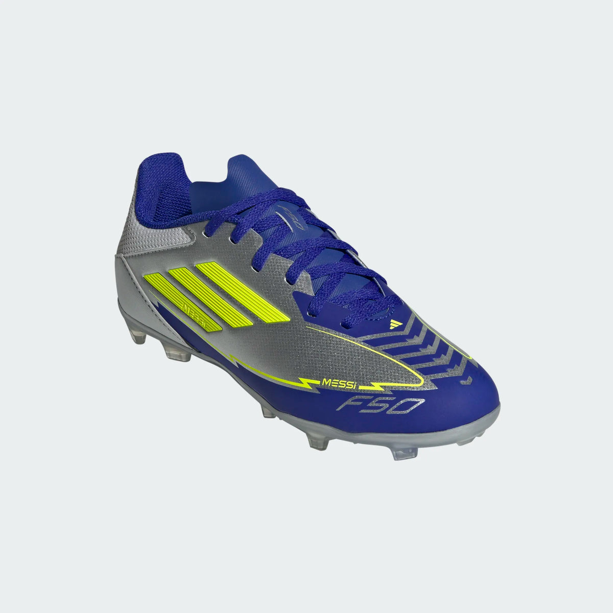 Adidas JR Messi F50 League FG/MG -Silver/Yellow/Blue product image 4, provided for visual reference and product detail review