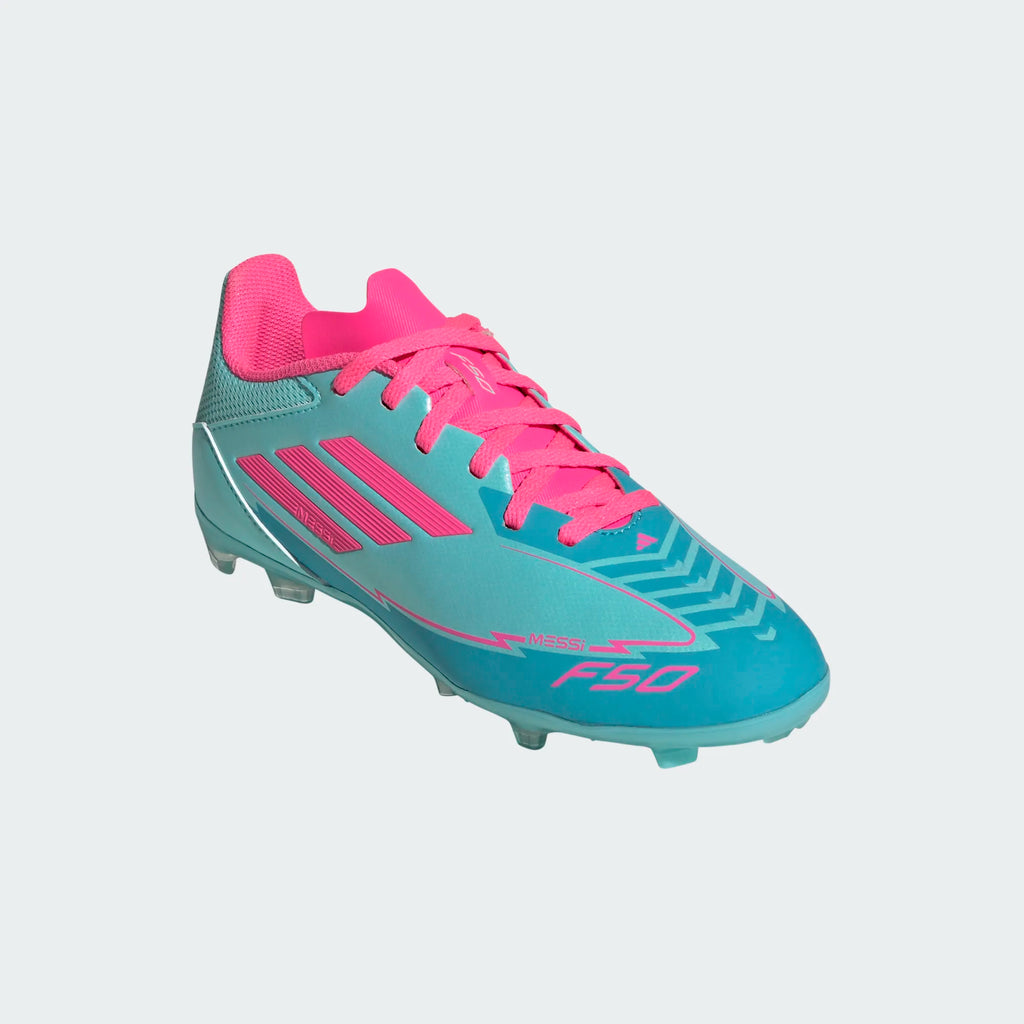 Adidas JR Messi F50 League FG/MG -Aqua/Lucid Pink product image 3, provided for visual reference and product detail review