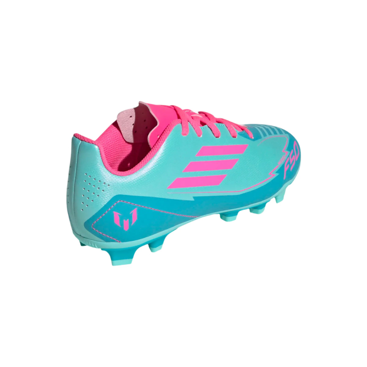 Adidas JR Messi F50 Club FXG FG/MG-Aqua/Lucid Pink product image 4, provided for visual reference and product detail review