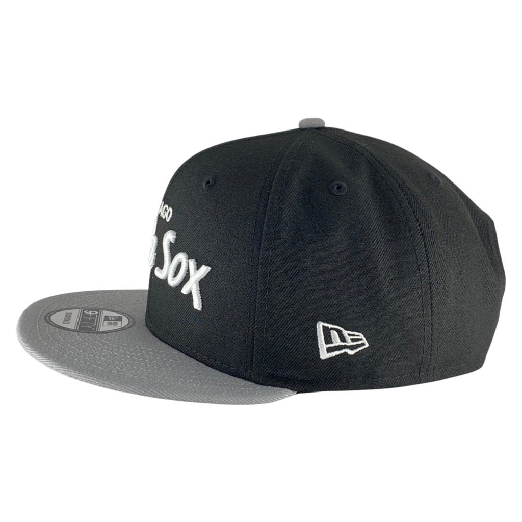Chicago White Sox Black/Grey Chase Script Snapback Hat product image 4, provided for visual reference and product detail