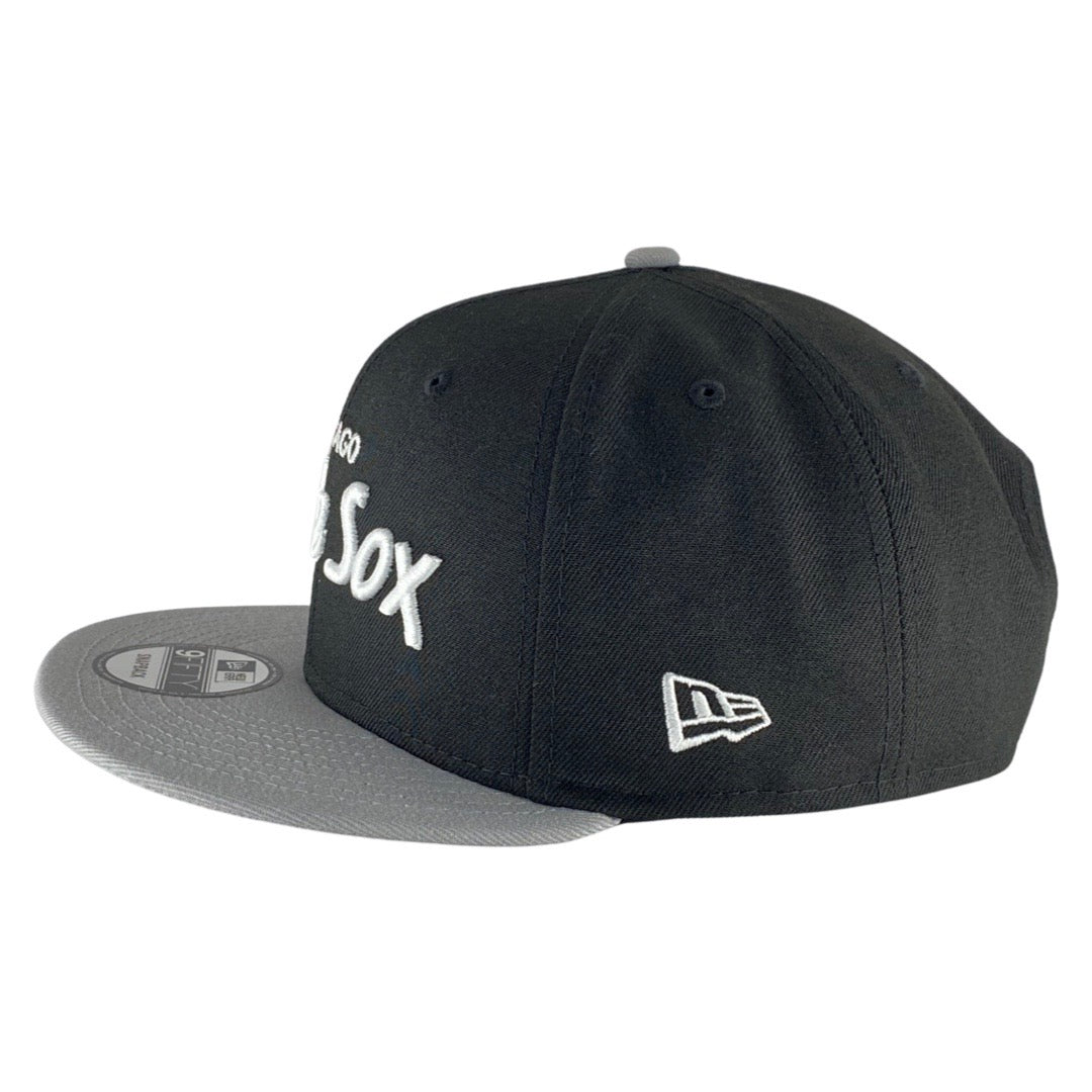 Chicago White Sox Black/Grey Chase Script Snapback Hat product image 4, provided for visual reference and product detail
