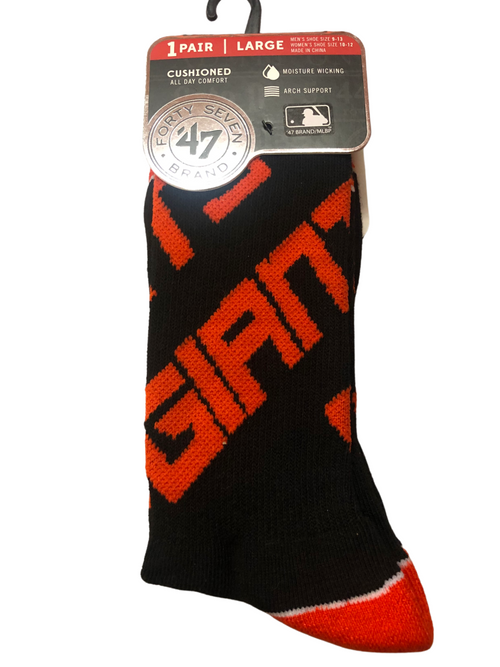 '47 Brand San Francisco Giants Cushioned Socks - Black/Orange Wordmark product image 1, provided for visual reference and