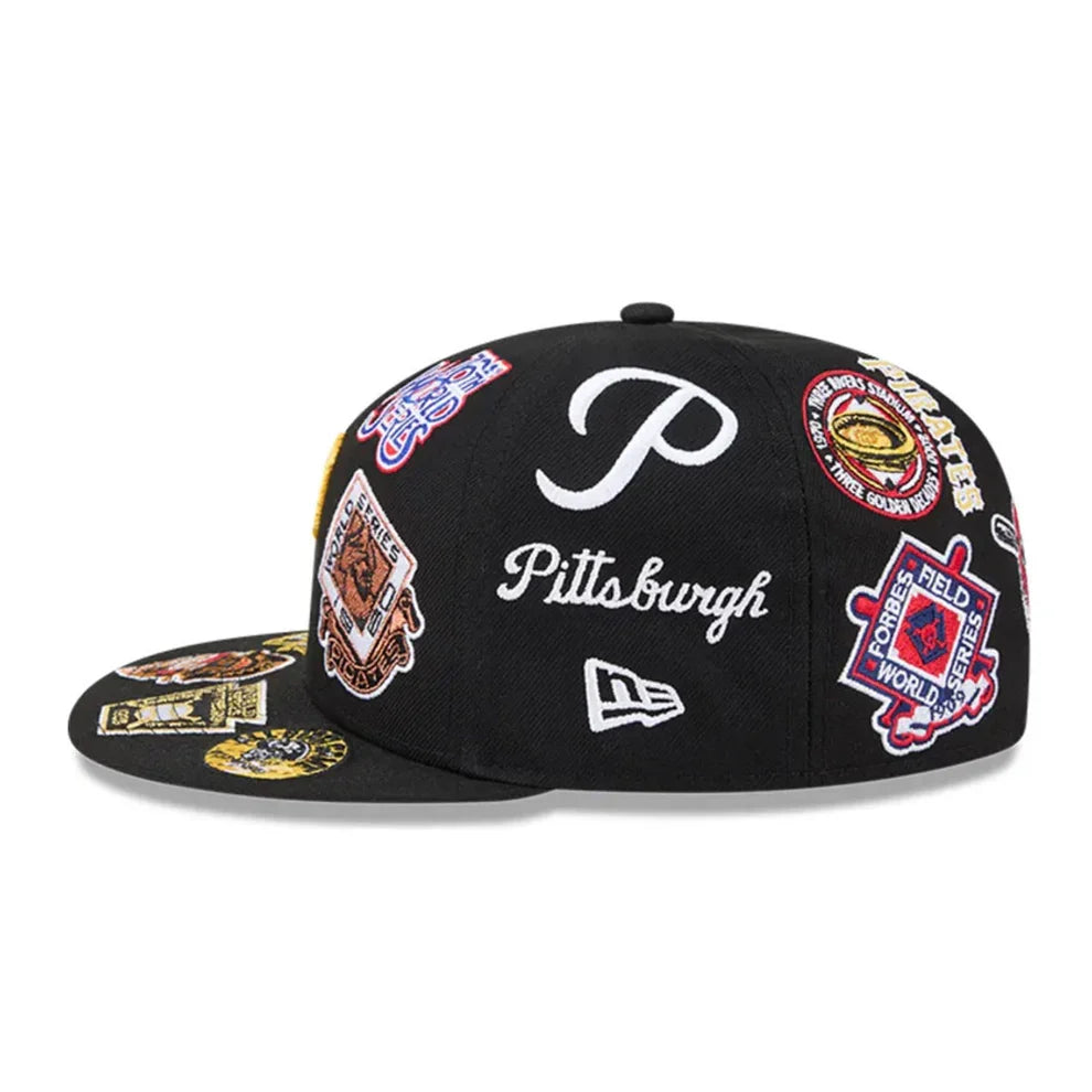 New Era Pittsburgh Pirates All Over 59FIFTY Fitted Hat- Black product image 3, provided for visual reference and product