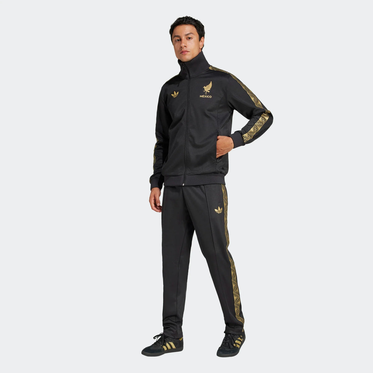 Adidas Mexico FMF Track Top Jacket-Black/Gold product image 2, provided for visual reference and product detail review