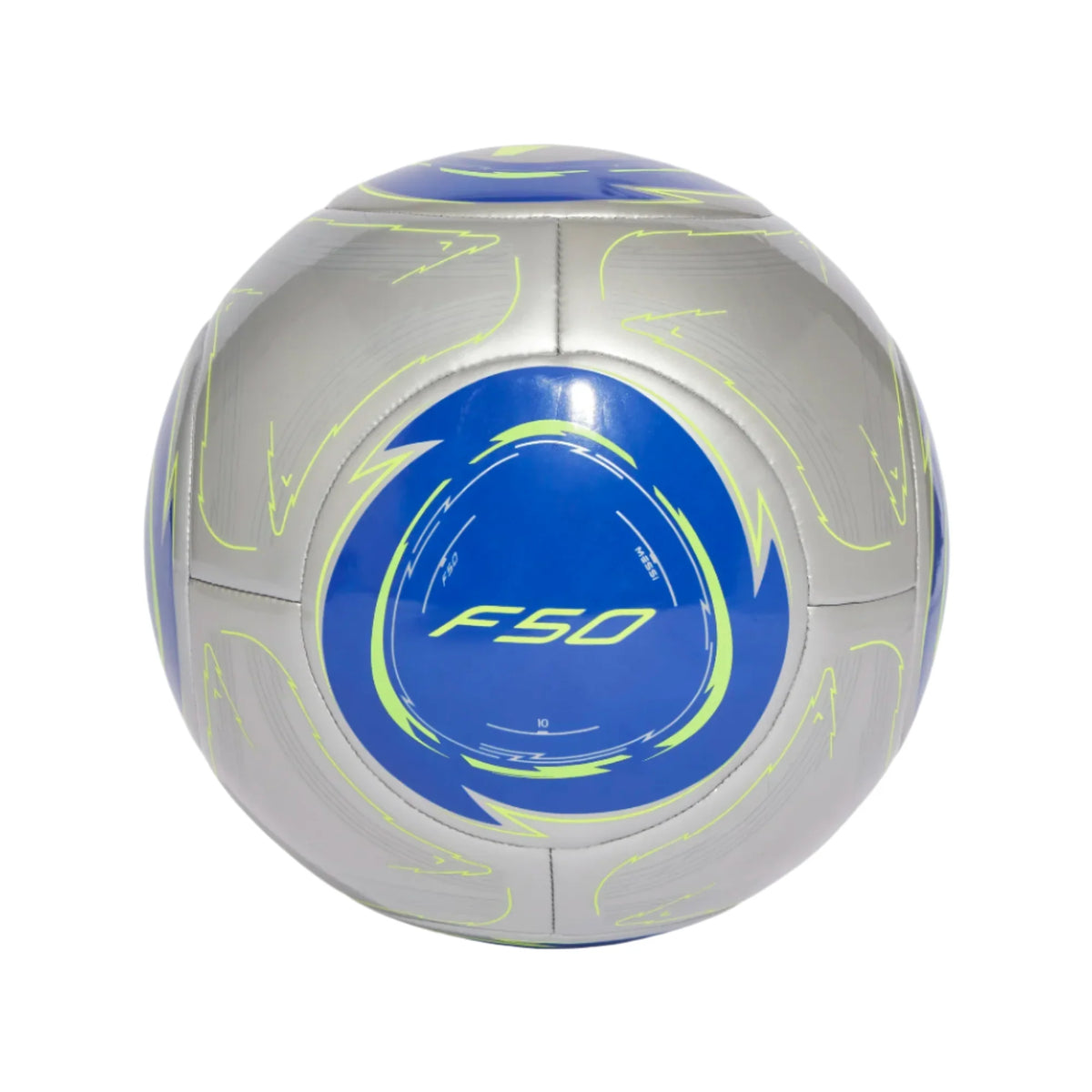 Adidas Messi Club Soccer Ball-Silver/Royal product image 1, provided for visual reference and product detail review