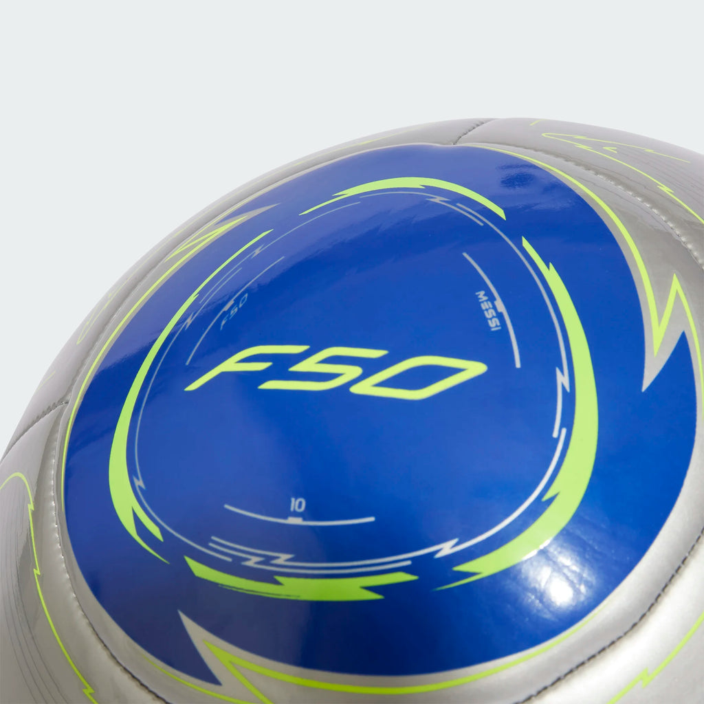 Adidas Messi Club Soccer Ball-Silver/Royal product image 3, provided for visual reference and product detail review