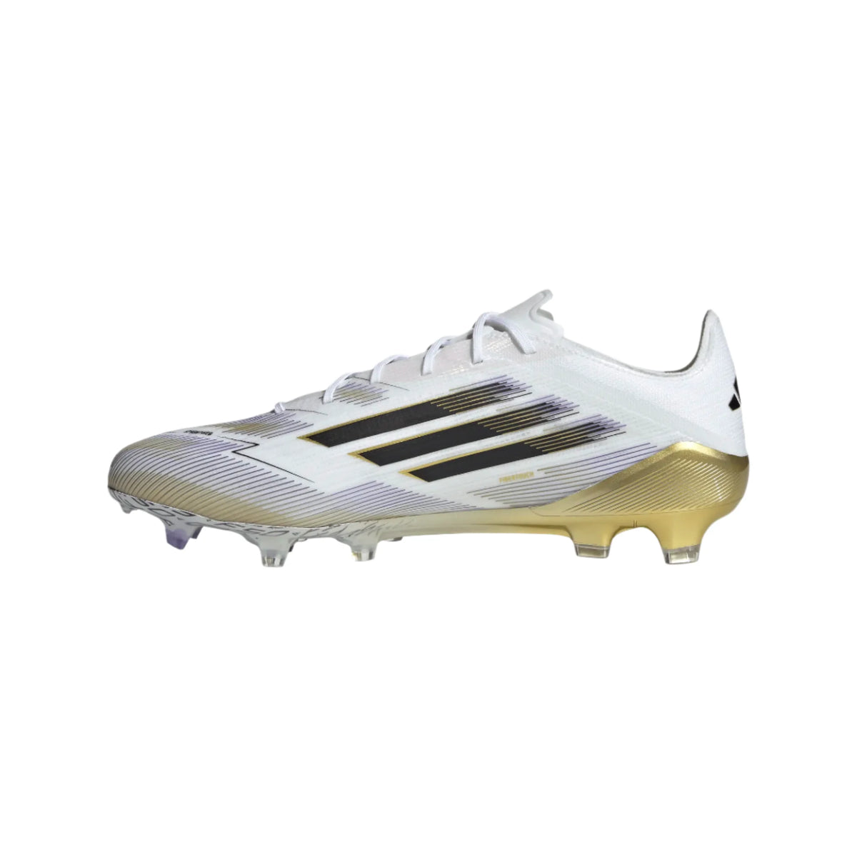 Adidas JR F50 League FG/MG-Cloud White / Core Black / Gold Metallic product image 2, provided for visual reference and