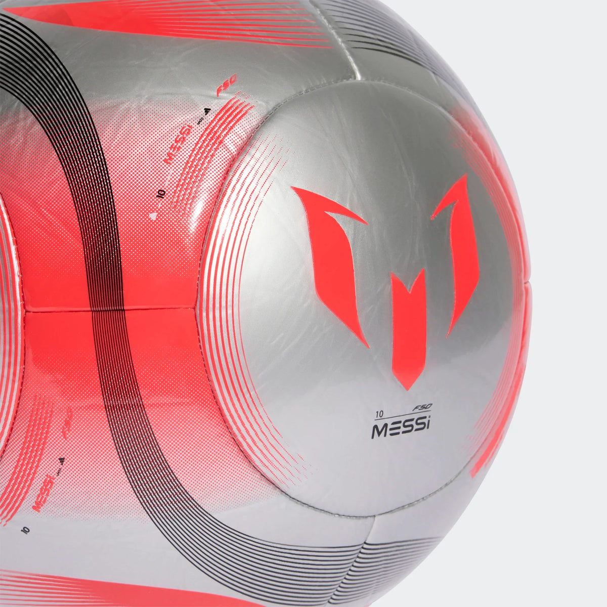 Adidas Messi Club Soccer Ball-Silver/Red product image 3, provided for visual reference and product detail review