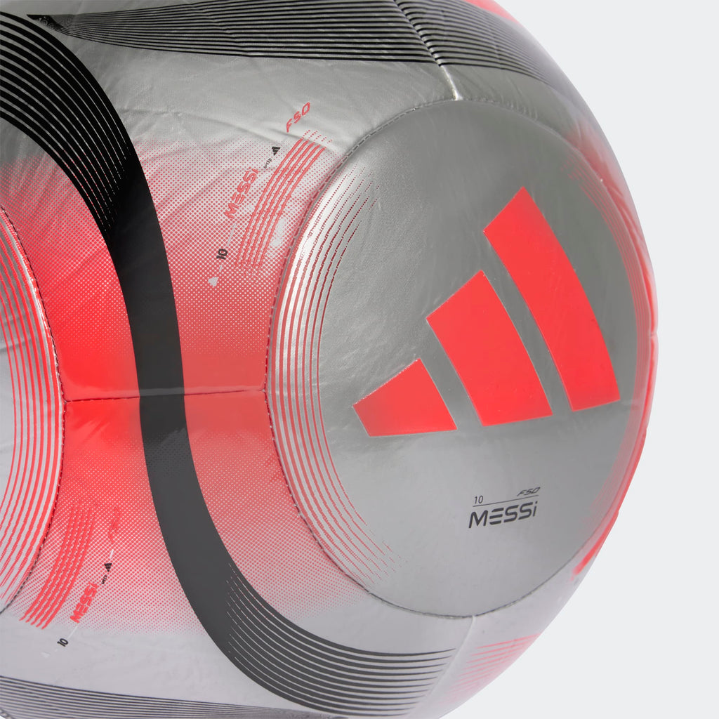 Adidas Messi Club Soccer Ball-Silver/Red product image 2, provided for visual reference and product detail review