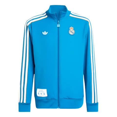Adidas Youth Real Madrid Track Jacket - Blue/White product image 1, provided for visual reference and product detail review