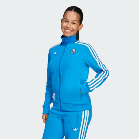 Adidas Youth Real Madrid Track Jacket - Blue/White product image 2, provided for visual reference and product detail review