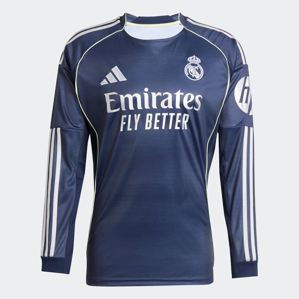 Adidas Real Madrid Long Sleeve Away Stadium Jersey 25/26 product image 1, provided for visual reference and product detail