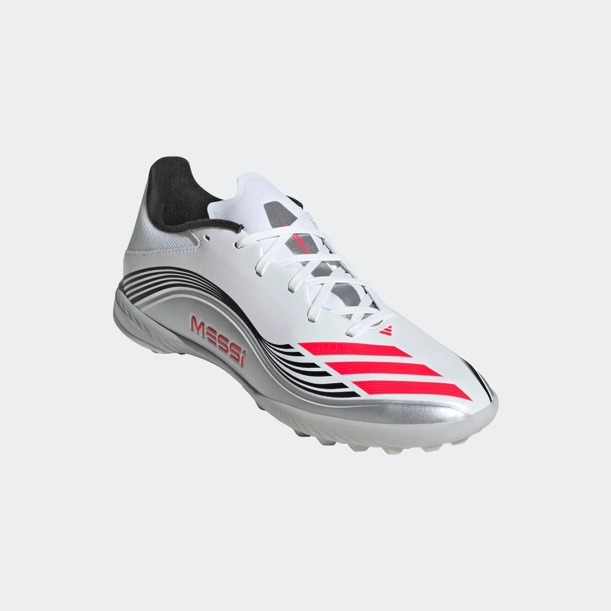 Adidas Messi F50 League TF-White/Lucid Red/Metallic product image 4, provided for visual reference and product detail review