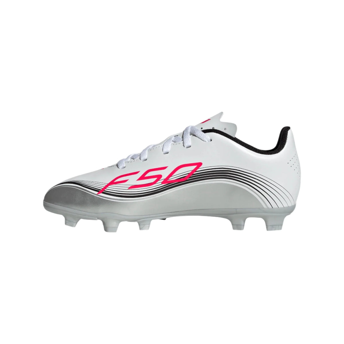 Adidas JR Messi F50 Club FXG FG/MG-WHITE/lUCID RED/METALLIC product image 2, provided for visual reference and product