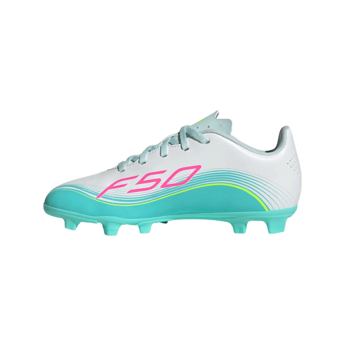 Adidas JR Messi F50 Club FXG FG/MG-FTWWHT/LUCPNK/FLAAQU product image 2, provided for visual reference and product detail