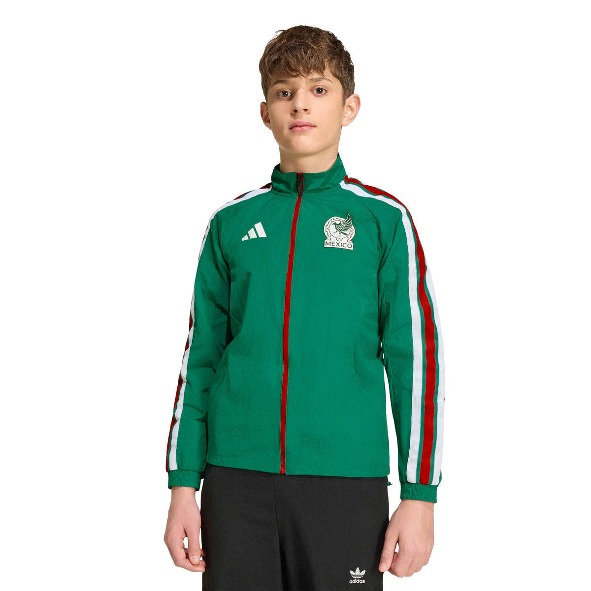 Adidas Youth Mexico Home Anthem Jacket product image 2, provided for visual reference and product detail review