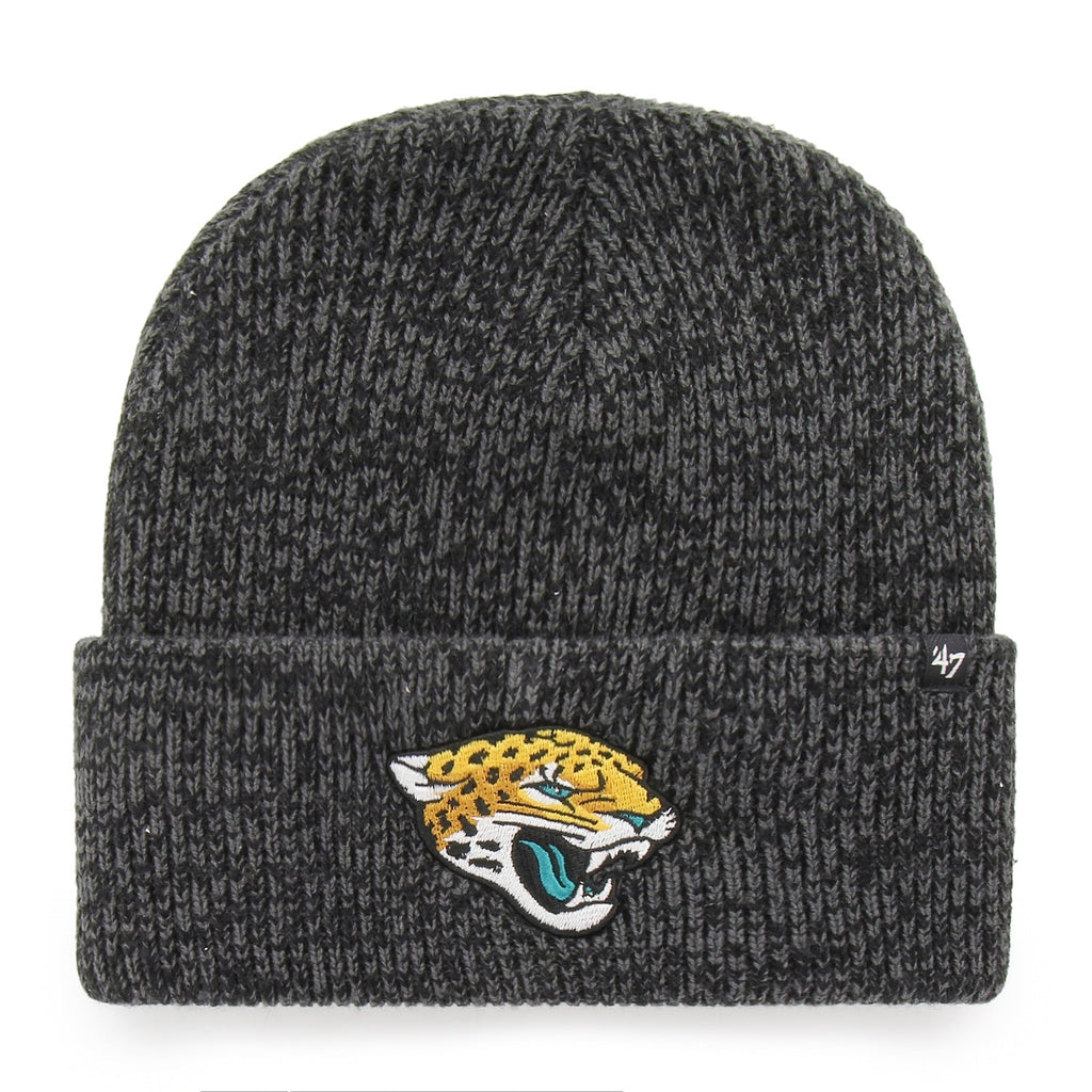 Jacksonville Jaguars '47 Black Brain Freeze Cuffed Knit Hat product image 1, provided for visual reference and product