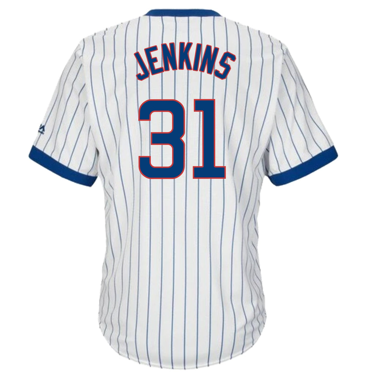 Fergie Jenkins Chicago Cubs Cooperstown White Pinstripe V-Neck Home Men Jersey product image 2, provided for visual