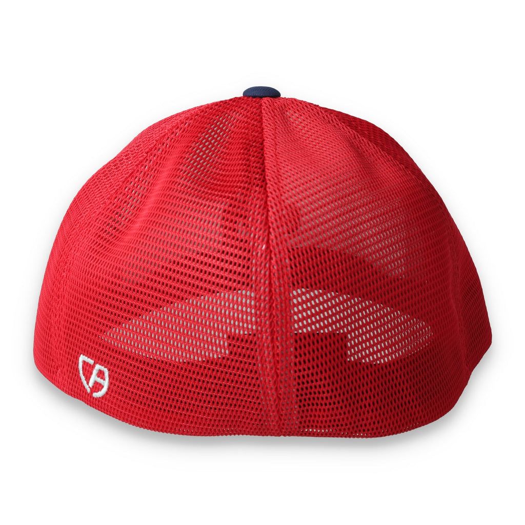 Justin-Siena HS Flexfit Performance Trucker Mesh Back Cap-White/Navy/Red product image 4, provided for visual reference and