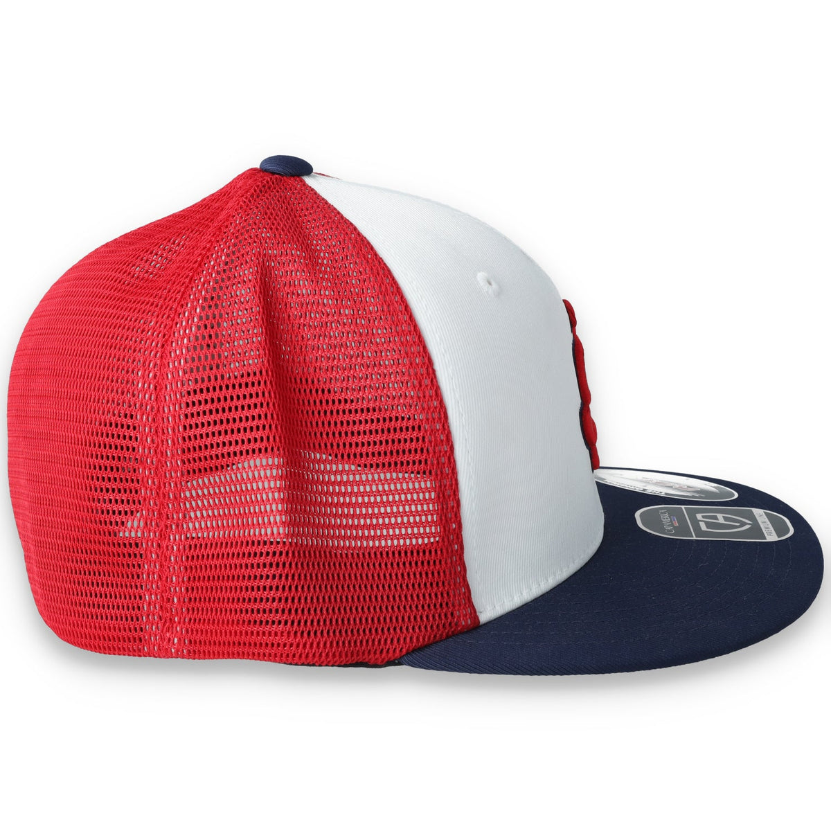 Justin-Siena HS Flexfit Performance Trucker Mesh Back Cap-White/Navy/Red product image 5, provided for visual reference and