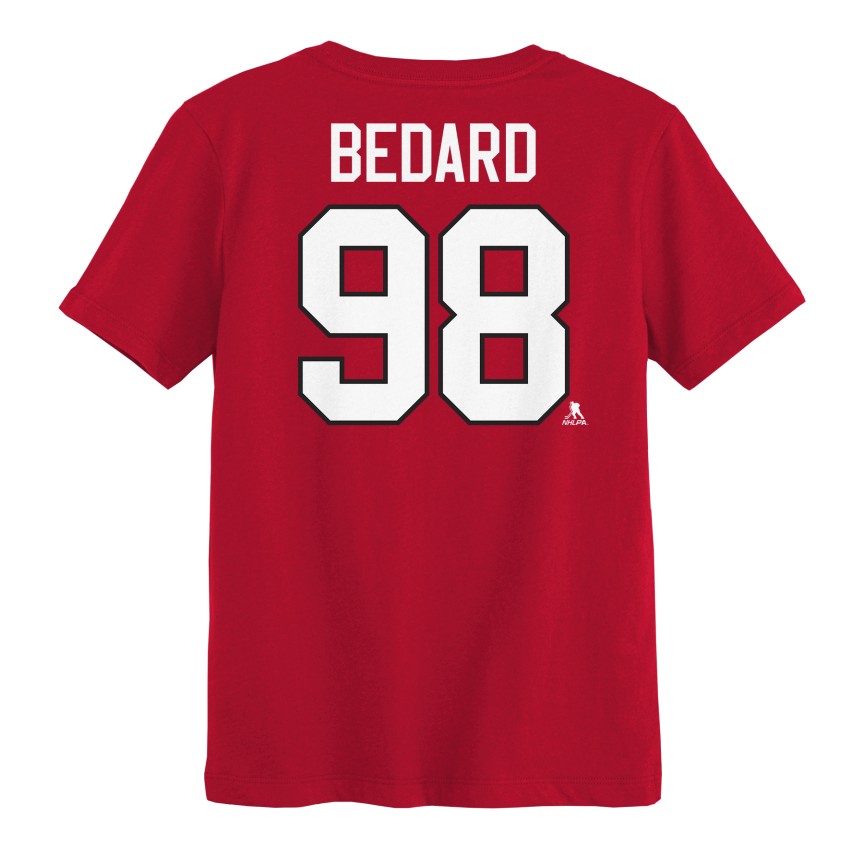 Kids 4-7 Connor Bedard Chicago Blackhawks Red Player T-Shirt product image 2, provided for visual reference and product