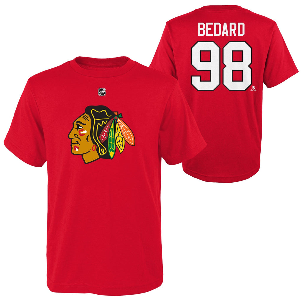 Connor Bedard Chicago Blackhawks Youth Red T-Shirt product image 3, provided for visual reference and product detail review