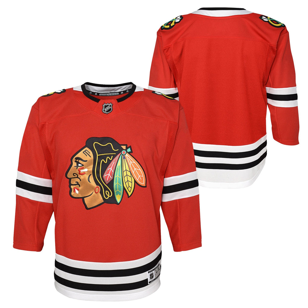 Chicago Blackhawks Red Home Premier Youth Jersey product image 1, provided for visual reference and product detail review