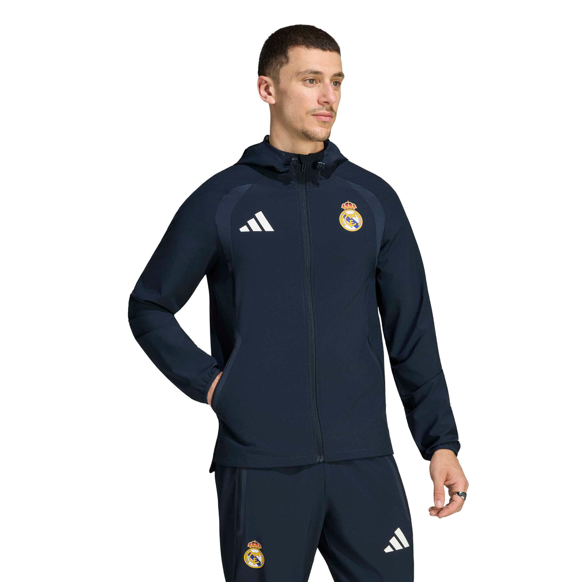 Adidas Real Madrid Tiro Travel Full Zip Windbreaker product image 2, provided for visual reference and product detail review