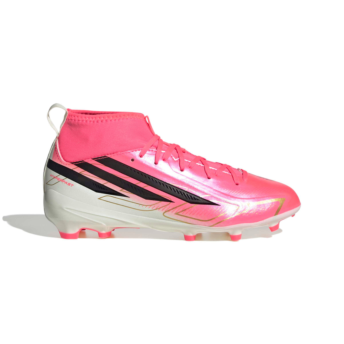 Adidas Jr. F50 Hyperfast League Mid Firm Ground Soccer Cleats product image 1, provided for visual reference and product