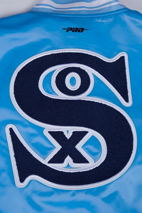 Chicago White Sox Retro Classic Blue Satin Jacket product image 5, provided for visual reference and product detail review