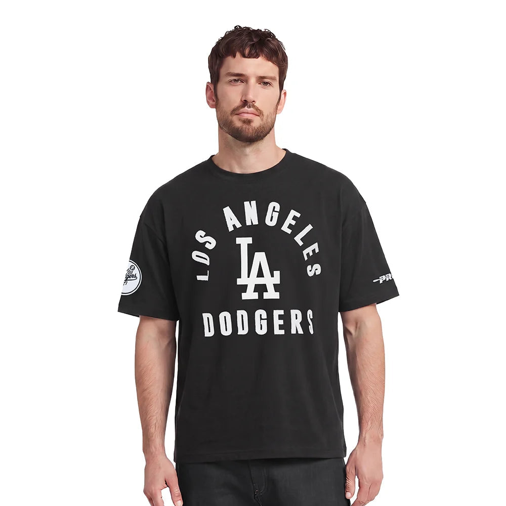 Pro Standard Men Los Angeles Dodgers All Pro Drop Shoulder T-Shirt-Black product image 1, provided for visual reference and