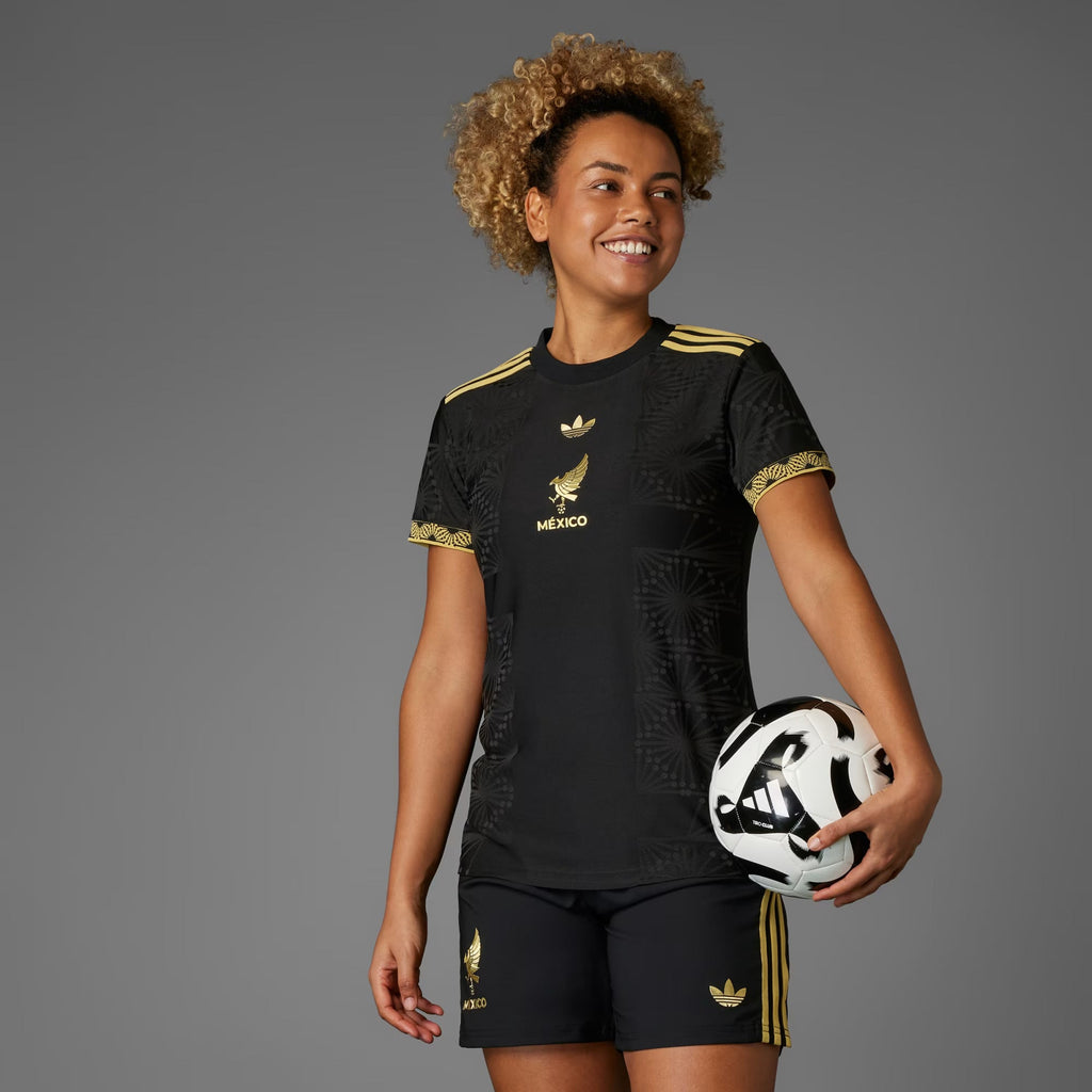 Adidas Women Mexico FMF Authentic Jersey 2025- Black/Gold product image 3, provided for visual reference and product detail