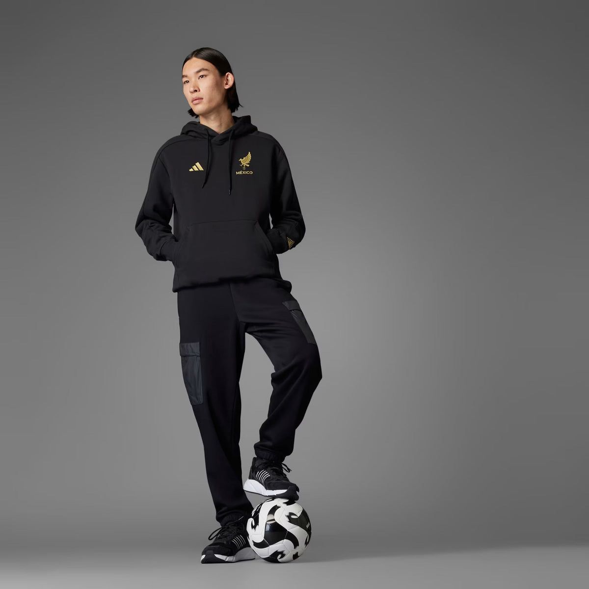 Adidas Mexico FMF DNA Hoodie-Black/Gold product image 6, provided for visual reference and product detail review