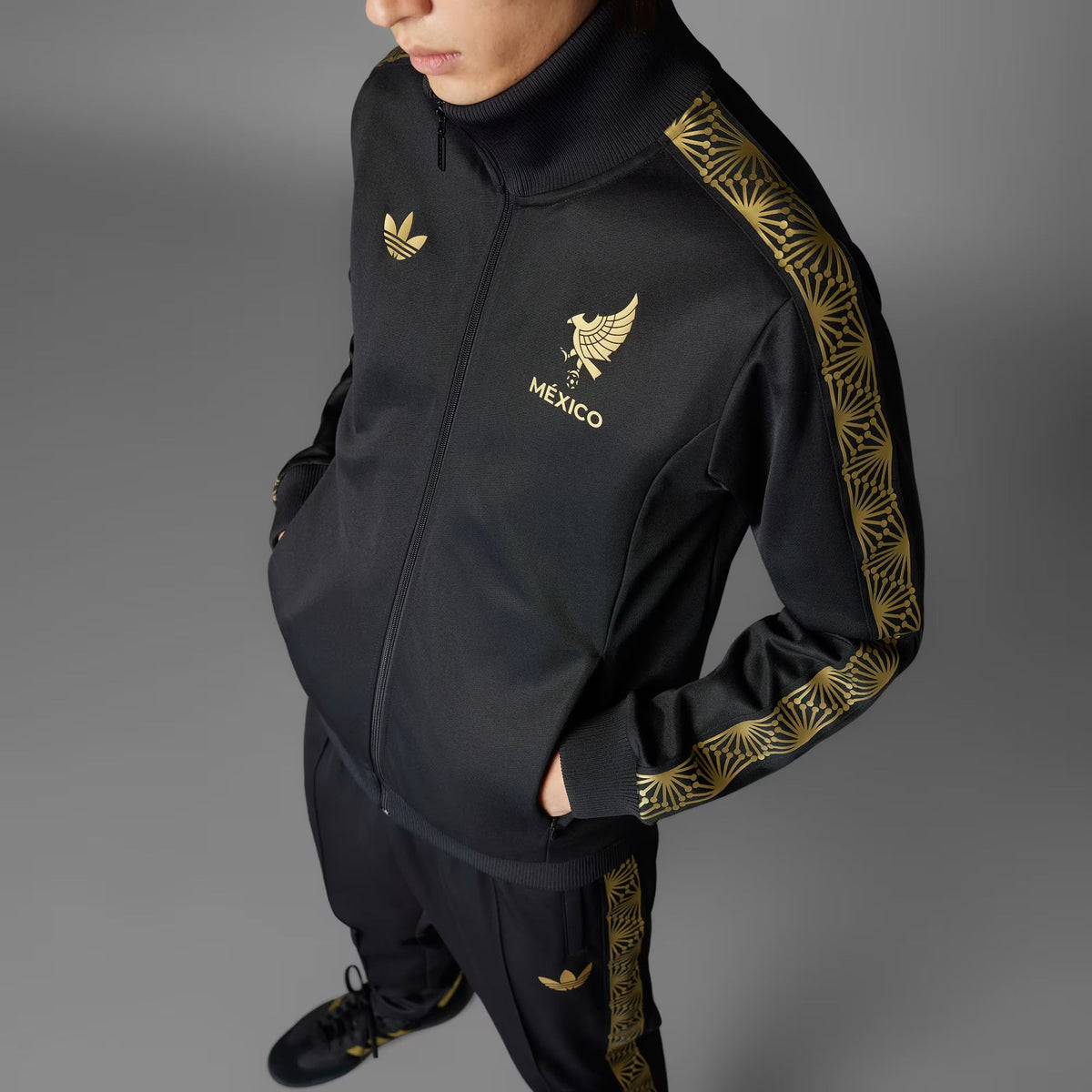 Adidas Mexico FMF Track Top Jacket-Black/Gold product image 5, provided for visual reference and product detail review