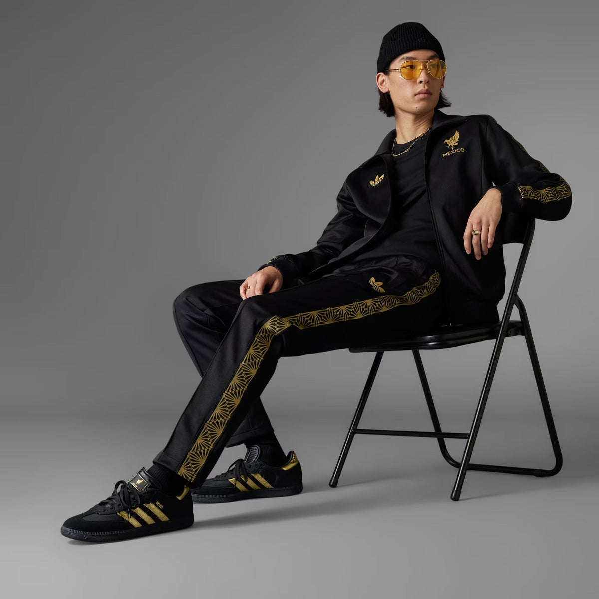 Adidas Mexico FMF Track Top Jacket-Black/Gold product image 9, provided for visual reference and product detail review