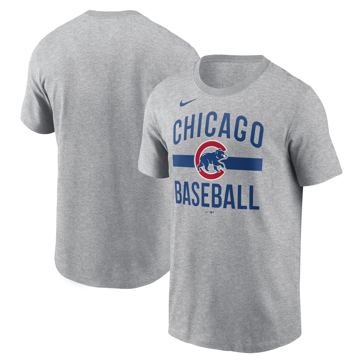 Chicago Cubs Nike Arched Grey Baseball T-Shirt product image 1, provided for visual reference and product detail review