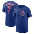 Dansby Swanson #7 Chicago Cubs Nike Royal Player T-Shirt product image 1, provided for visual reference and product detail