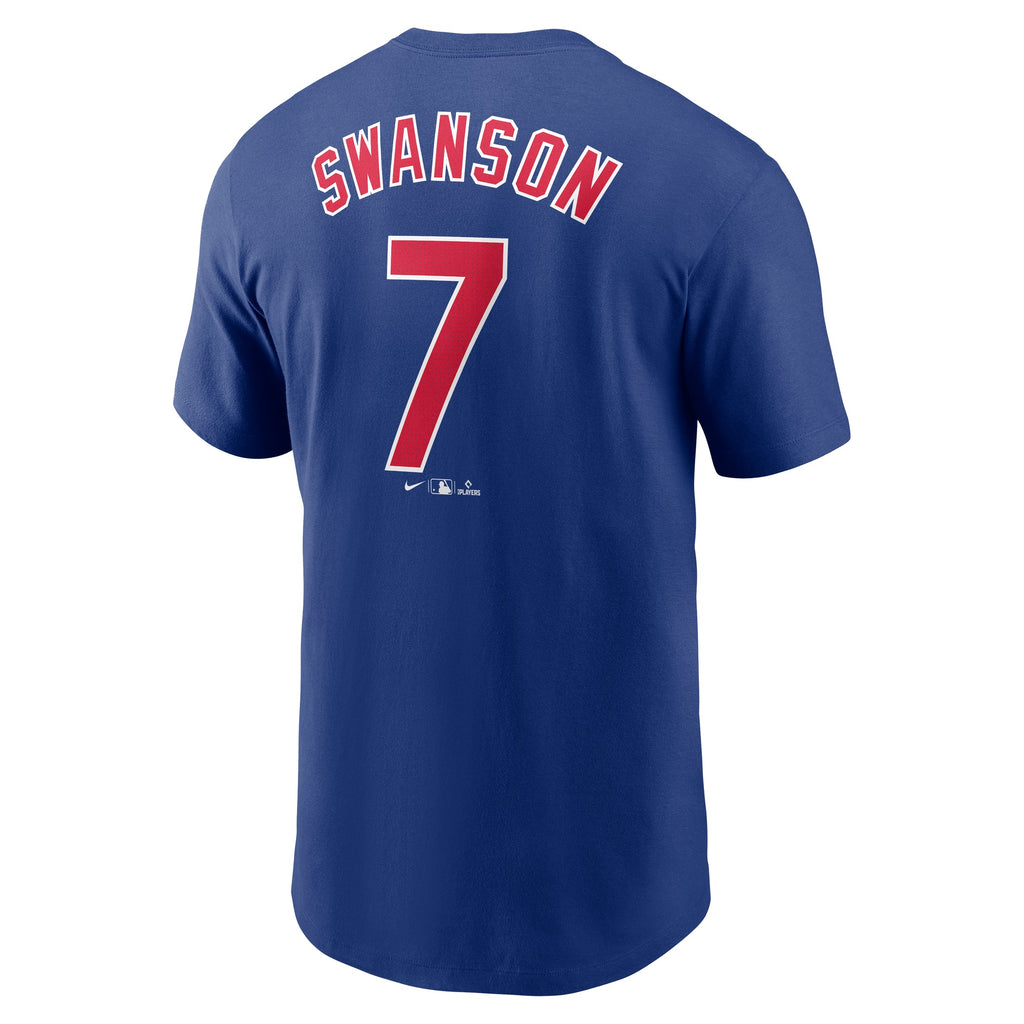 Dansby Swanson #7 Chicago Cubs Nike Royal Player T-Shirt product image 2, provided for visual reference and product detail