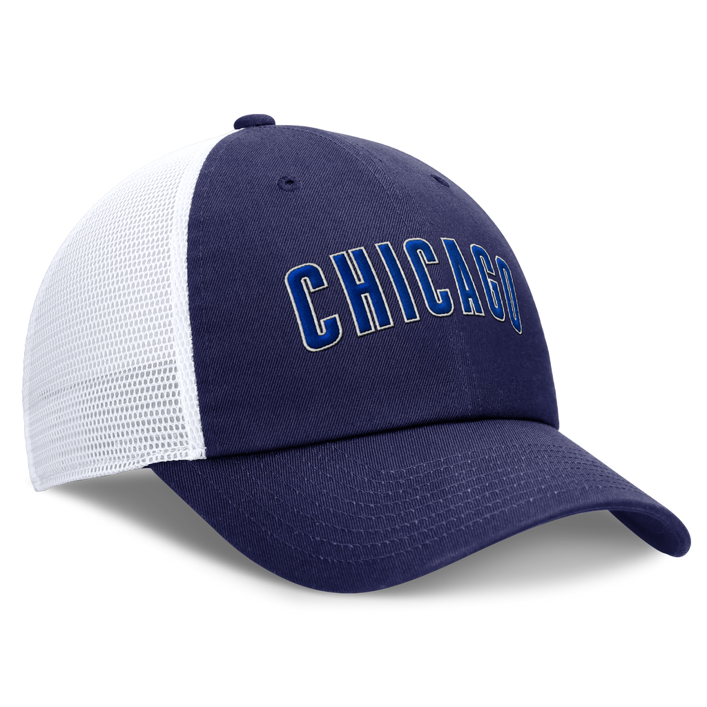 Chicago Cubs Nike Blue/White "CHICAGO" Meshback Adjustable Hat product image 3, provided for visual reference and product